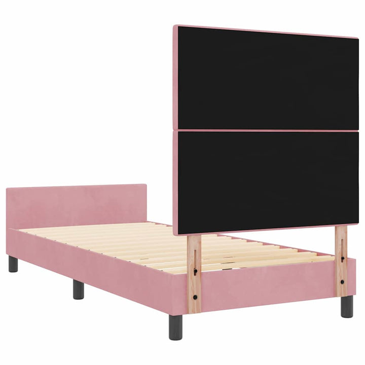 Box spring seng med hovedgærde Lyserød 100 x 200 cm Fløjl