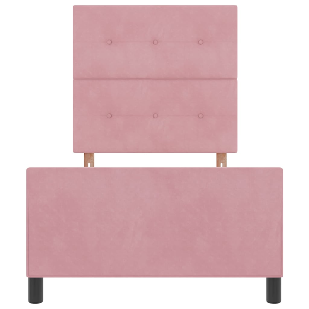 Box spring seng med hovedgærde Lyserød 100 x 200 cm Fløjl