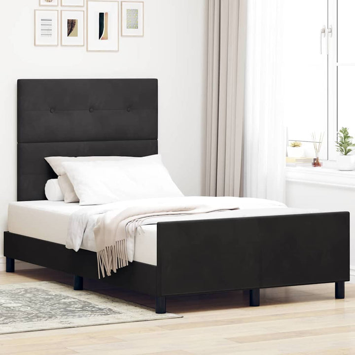 Box spring seng med hovedgærde Sort 120 x 190 cm Fløjl
