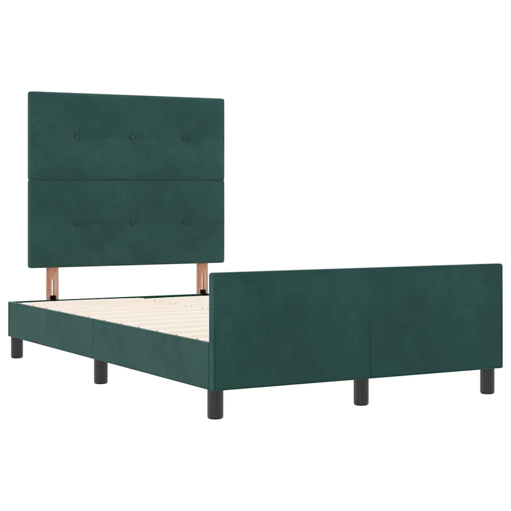 Box spring seng med hovedgærde Mørkegrøn 120 x 190 cm Fløjl