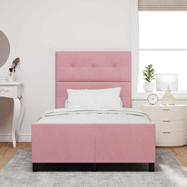 Box spring seng med hovedgærde Lyserød 120 x 190 cm Fløjl