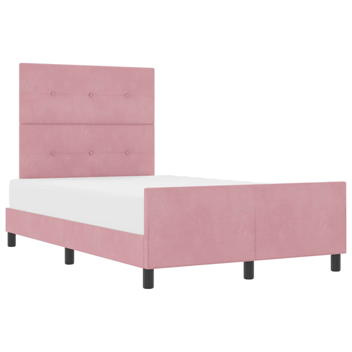 Box spring seng med hovedgærde Lyserød 120 x 190 cm Fløjl
