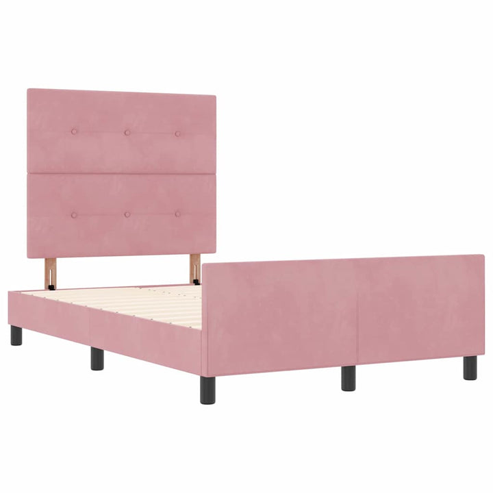 Box spring seng med hovedgærde Lyserød 120 x 190 cm Fløjl