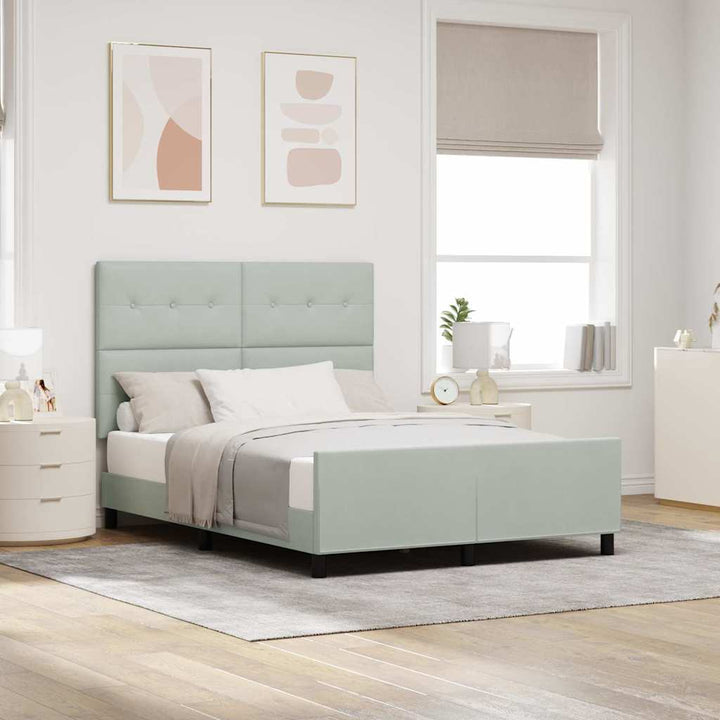 Box spring seng med hovedgærde Lysegrå 140 x 190 cm Fløjl