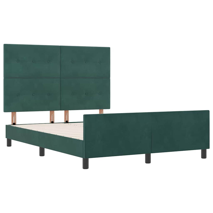 Box spring seng med hovedgærde Mørkegrøn 140 x 190 cm Fløjl