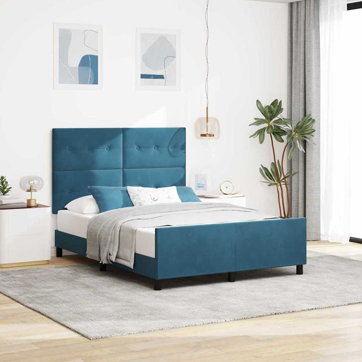 Box spring seng med hovedgærde Mørk blå 140 x 190 cm Fløjl