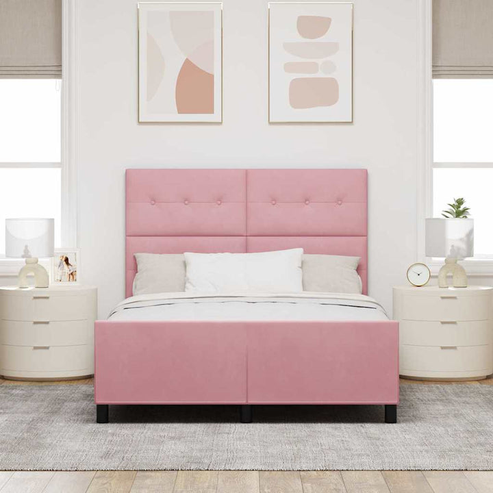 Box spring seng med hovedgærde Lyserød 140 x 190 cm Fløjl