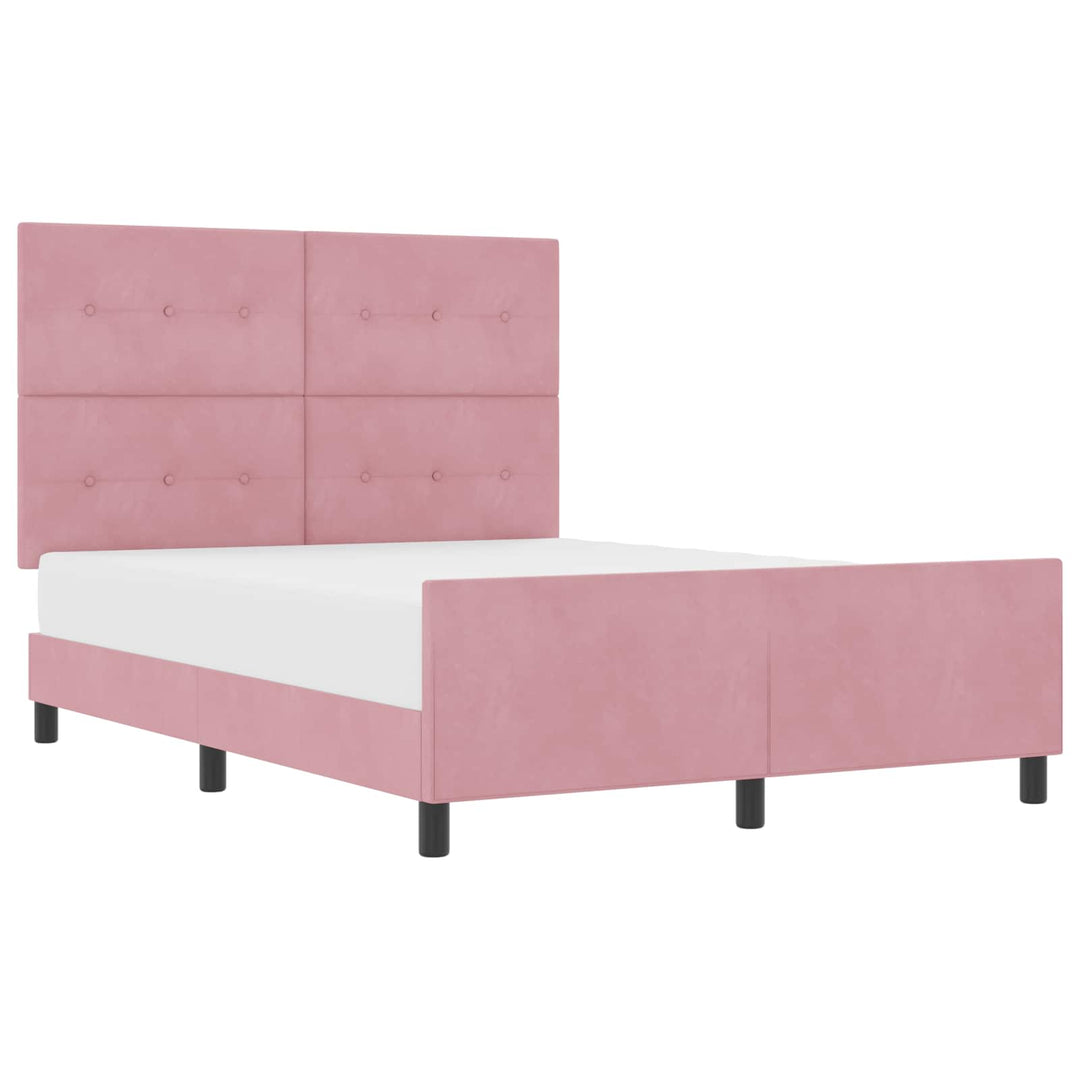 Box spring seng med hovedgærde Lyserød 140 x 190 cm Fløjl