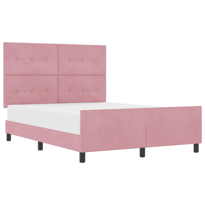 Box spring seng med hovedgærde Lyserød 140 x 190 cm Fløjl