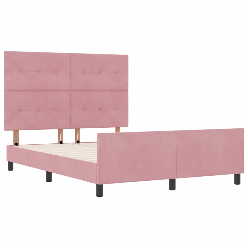 Box spring seng med hovedgærde Lyserød 140 x 190 cm Fløjl