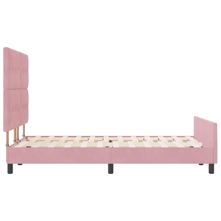 Box spring seng med hovedgærde Lyserød 140 x 190 cm Fløjl