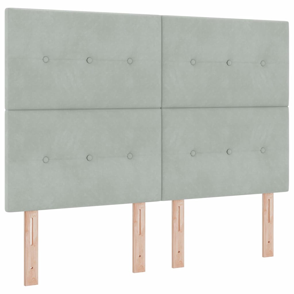 Box spring seng med hovedgærde Lysegrå 140 x 200 cm Fløjl