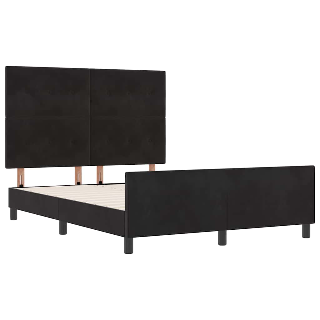 Box spring seng med hovedgærde Sort 140 x 200 cm Fløjl