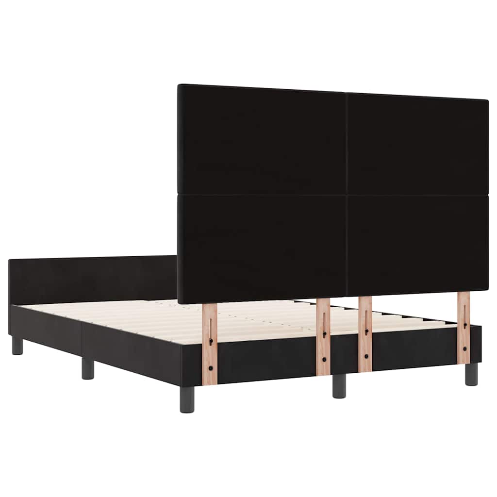 Box spring seng med hovedgærde Sort 140 x 200 cm Fløjl