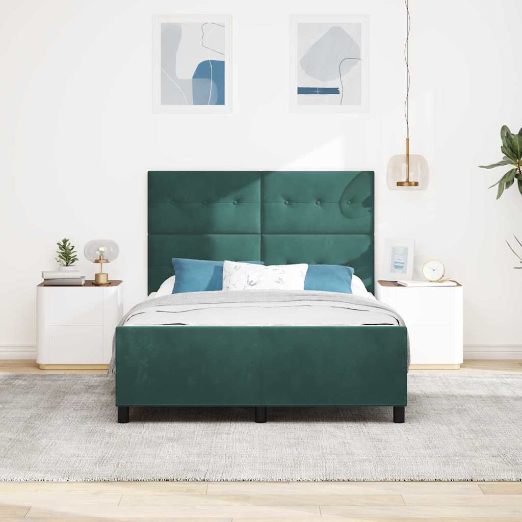 Box spring seng med hovedgærde Mørkegrøn 140 x 200 cm Fløjl