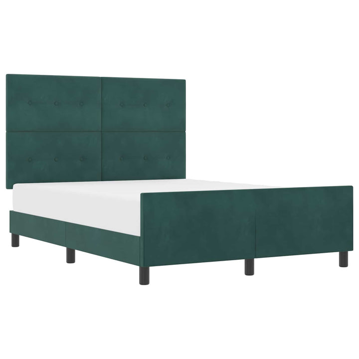 Box spring seng med hovedgærde Mørkegrøn 140 x 200 cm Fløjl