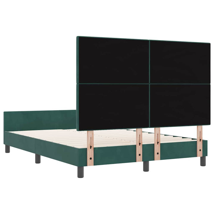 Box spring seng med hovedgærde Mørkegrøn 140 x 200 cm Fløjl