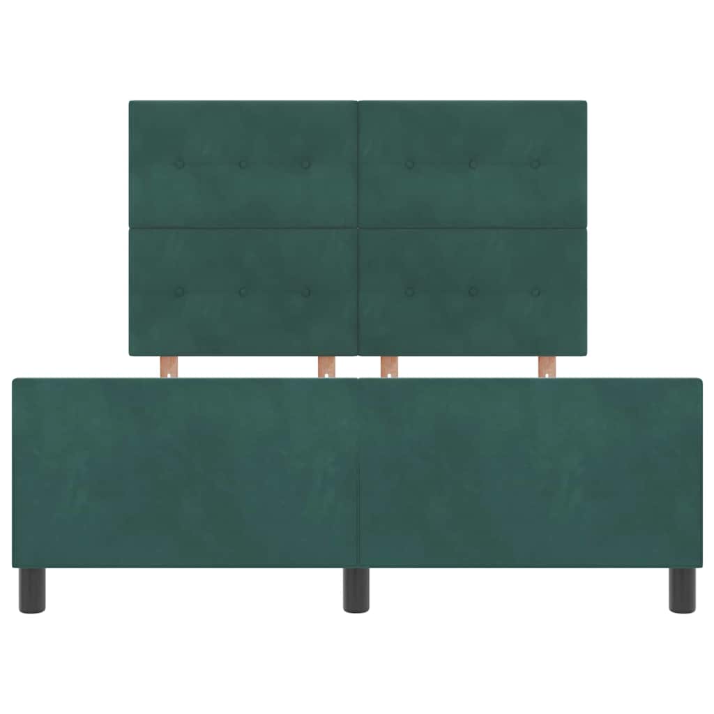 Box spring seng med hovedgærde Mørkegrøn 140 x 200 cm Fløjl