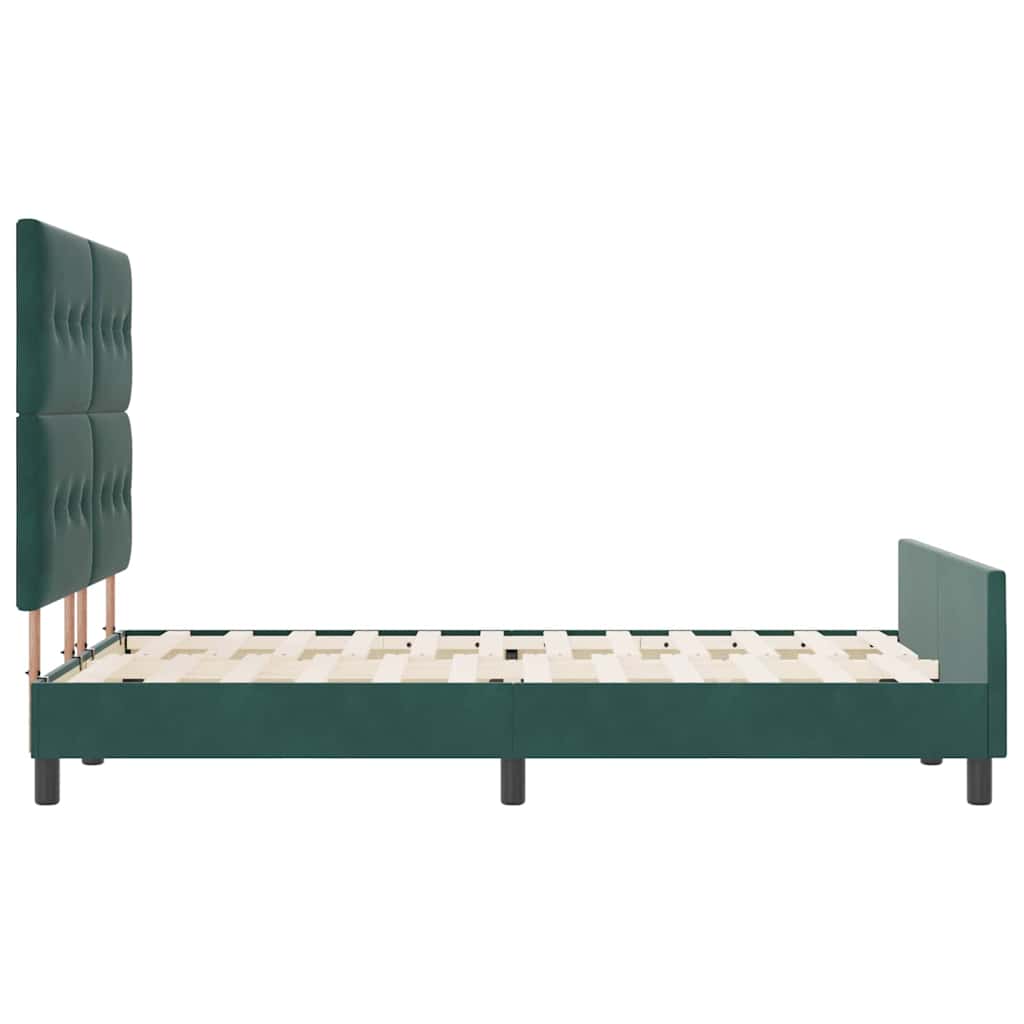 Box spring seng med hovedgærde Mørkegrøn 140 x 200 cm Fløjl