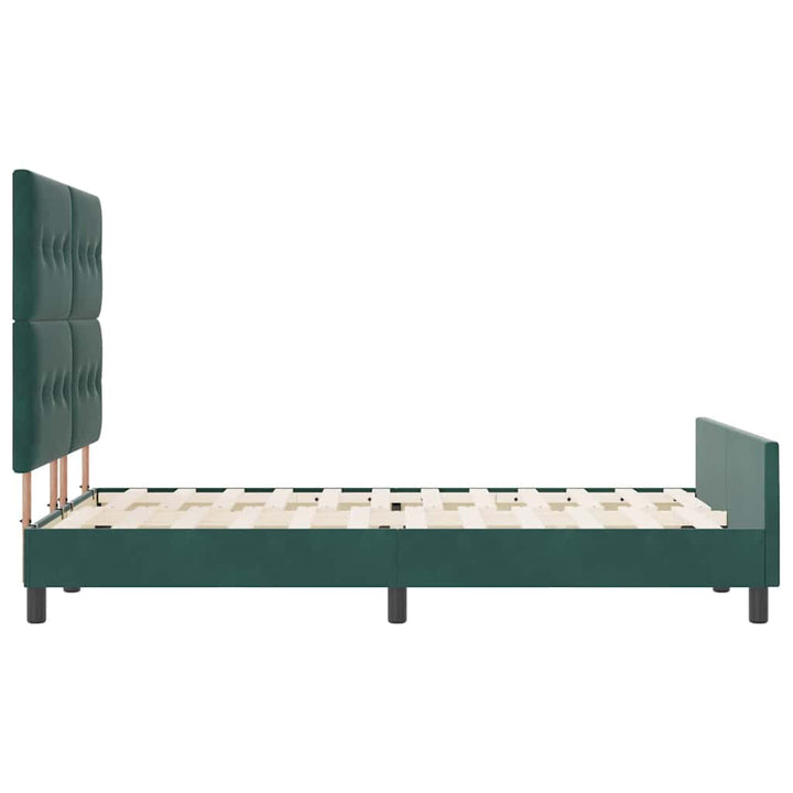 Box spring seng med hovedgærde Mørkegrøn 140 x 200 cm Fløjl