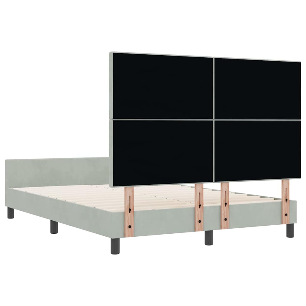Box spring seng med hovedgærde Lysegrå 160 x 200 cm Fløjl