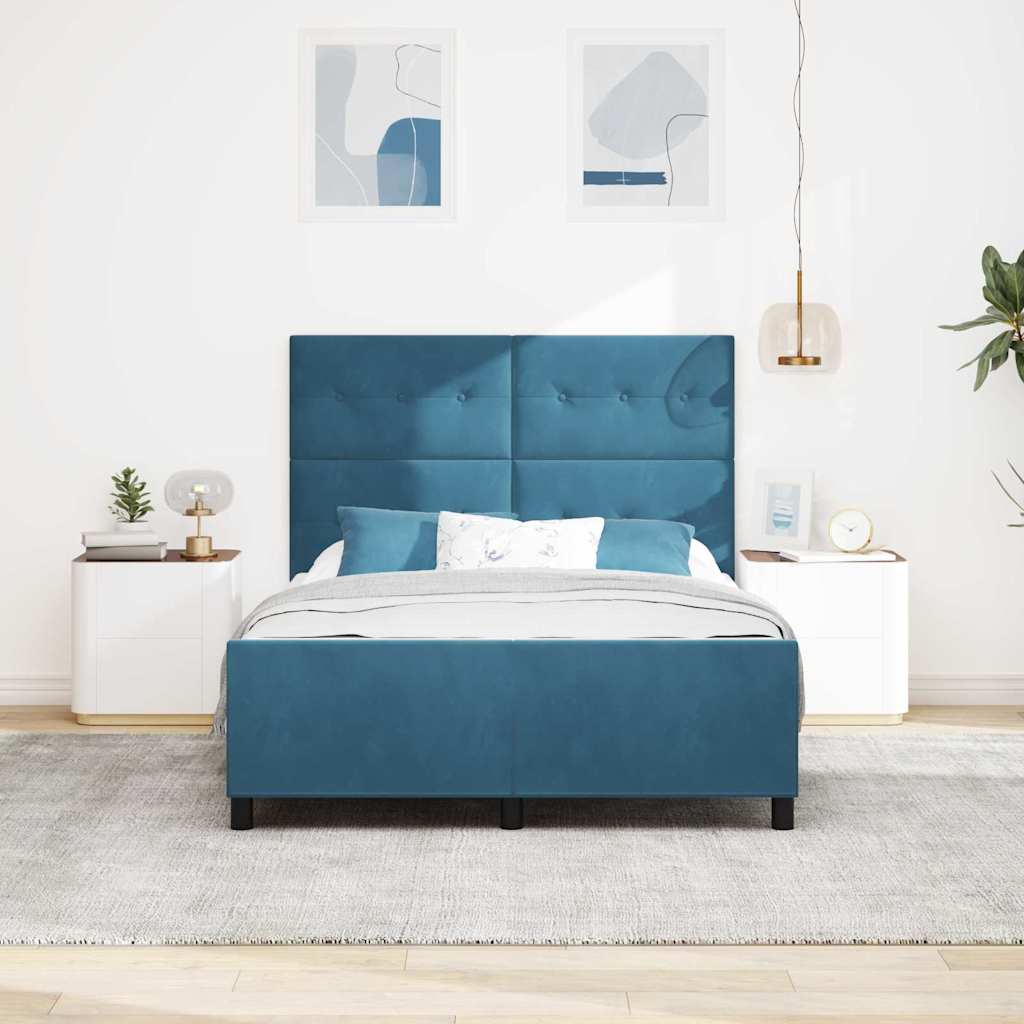 Box spring seng med hovedgærde Mørk blå 160 x 200 cm Fløjl