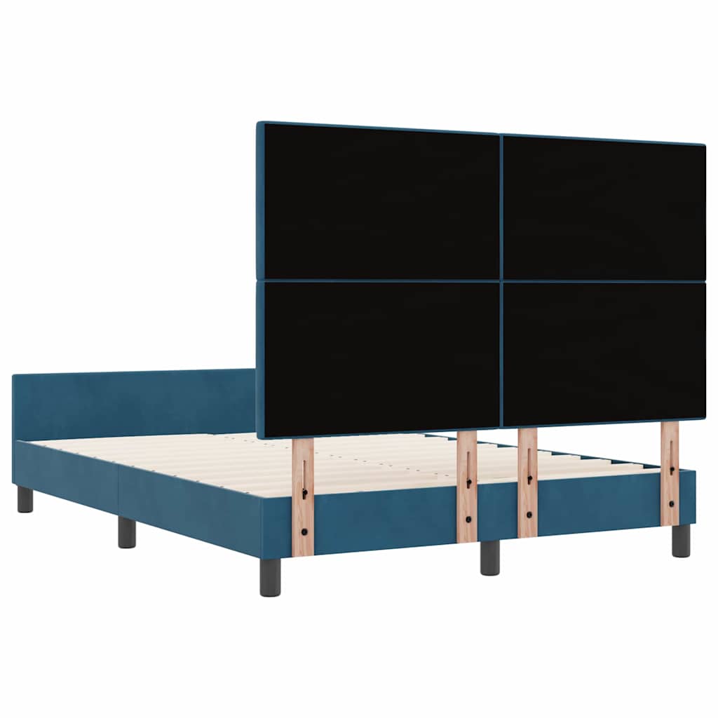 Box spring seng med hovedgærde Mørk blå 160 x 200 cm Fløjl