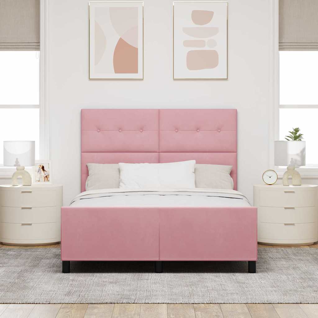 Box spring seng med hovedgærde Lyserød 160 x 200 cm Fløjl