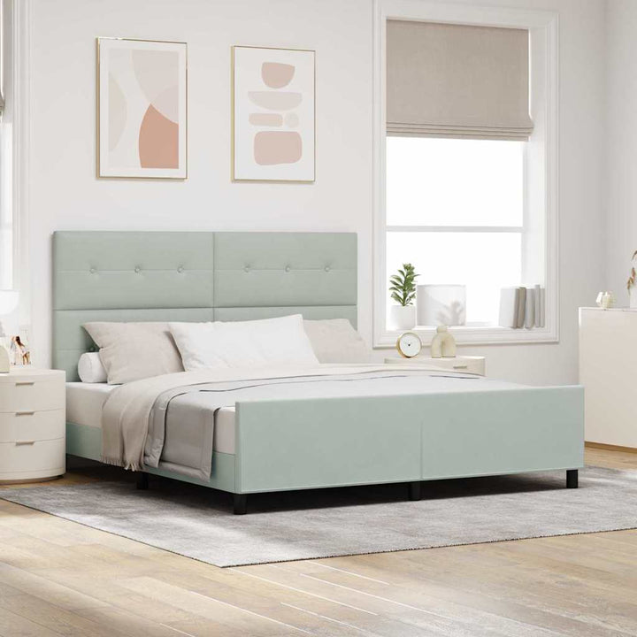Box spring seng med hovedgærde Lysegrå 180 x 200 cm Fløjl