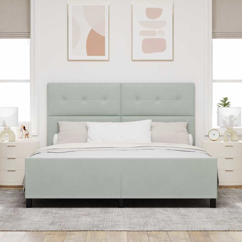 Box spring seng med hovedgærde Lysegrå 180 x 200 cm Fløjl