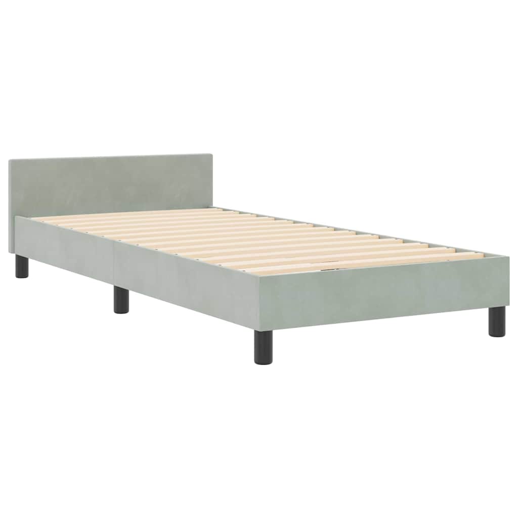 Box spring seng med hovedgærde Lysegrå 180 x 200 cm Fløjl