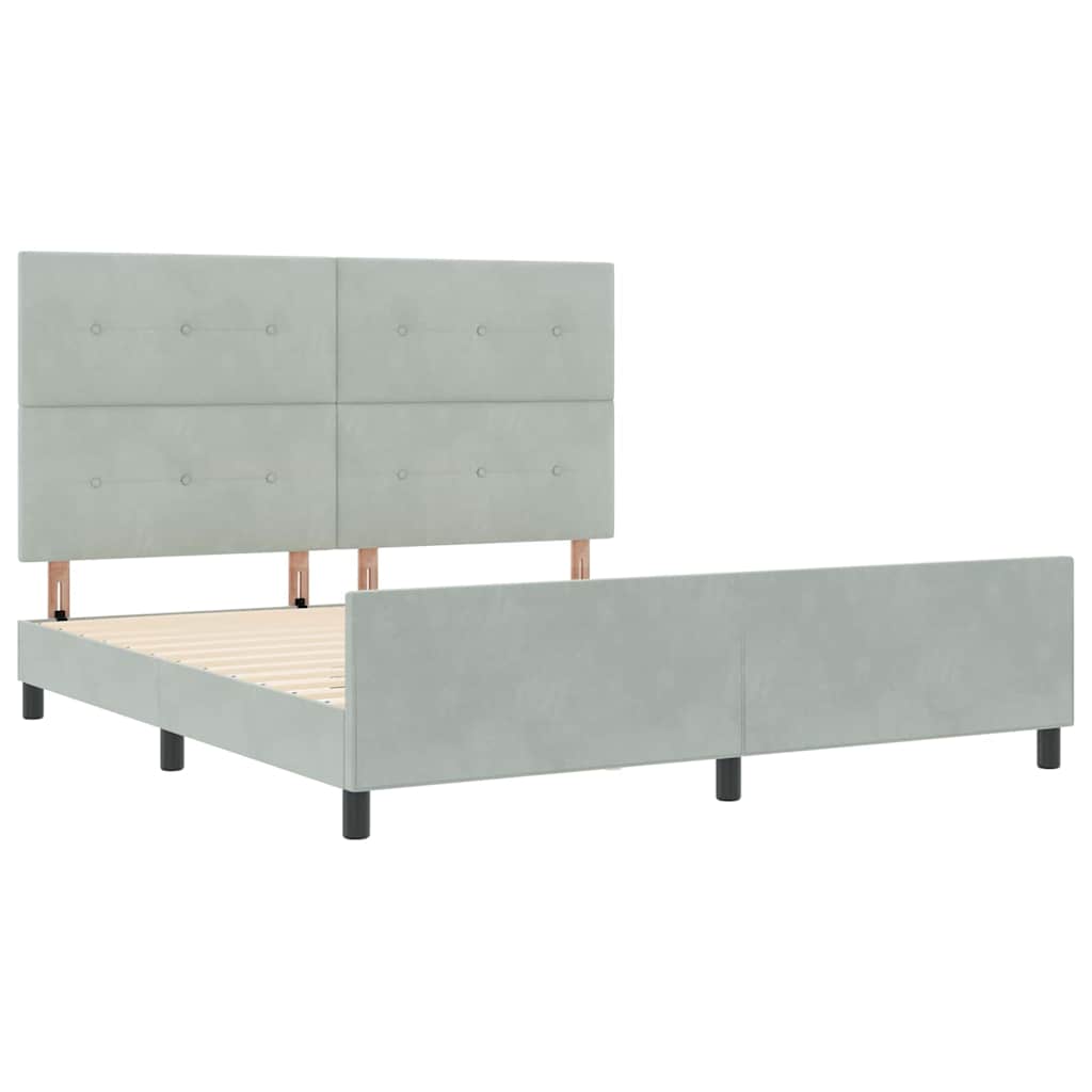 Box spring seng med hovedgærde Lysegrå 180 x 200 cm Fløjl