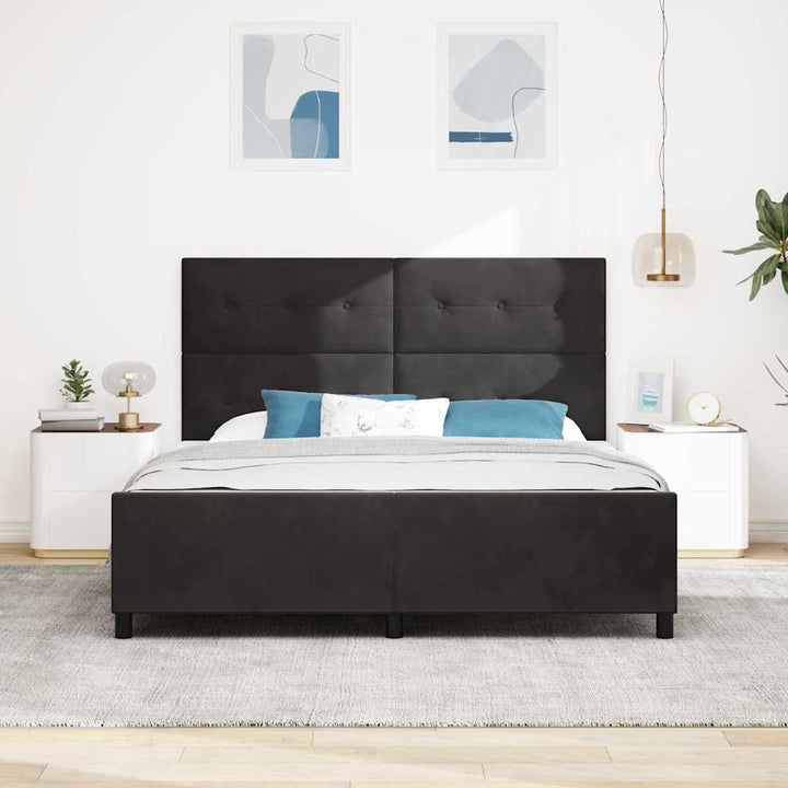 Box spring seng med hovedgærde Sort 180 x 200 cm Fløjl