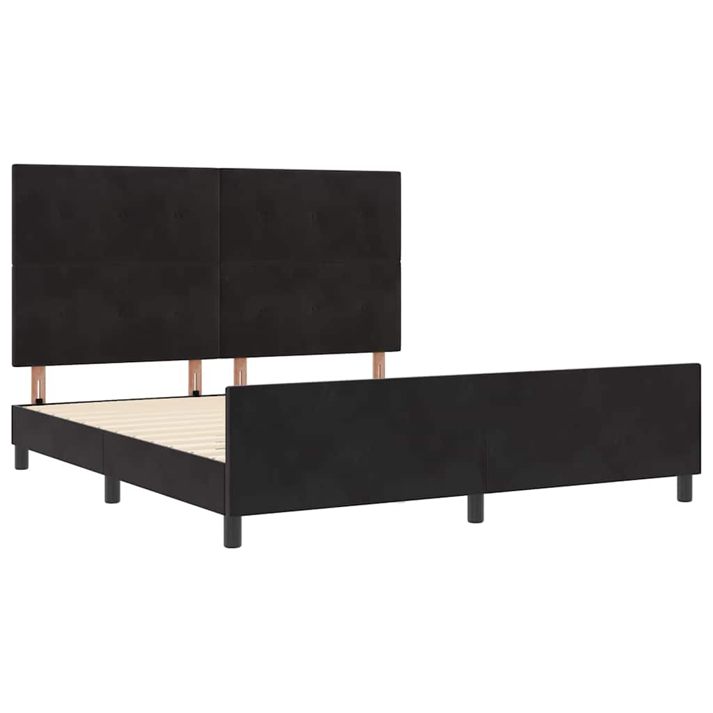 Box spring seng med hovedgærde Sort 180 x 200 cm Fløjl