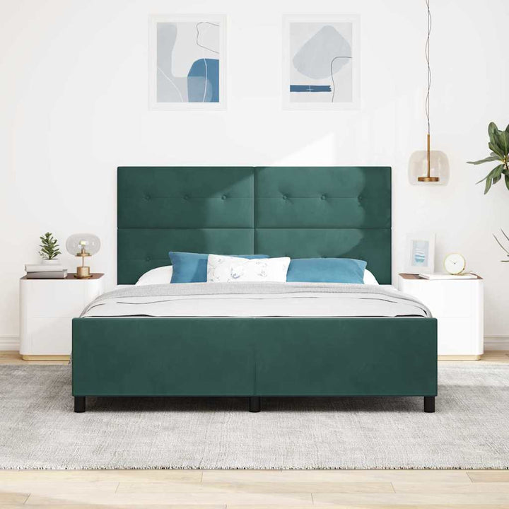 Box spring seng med hovedgærde Mørkegrøn 180 x 200 cm Fløjl