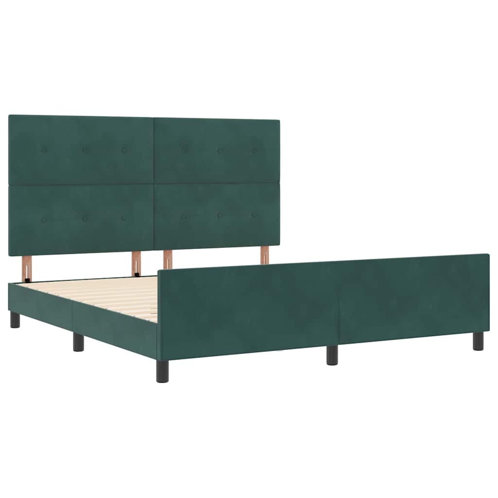 Box spring seng med hovedgærde Mørkegrøn 180 x 200 cm Fløjl