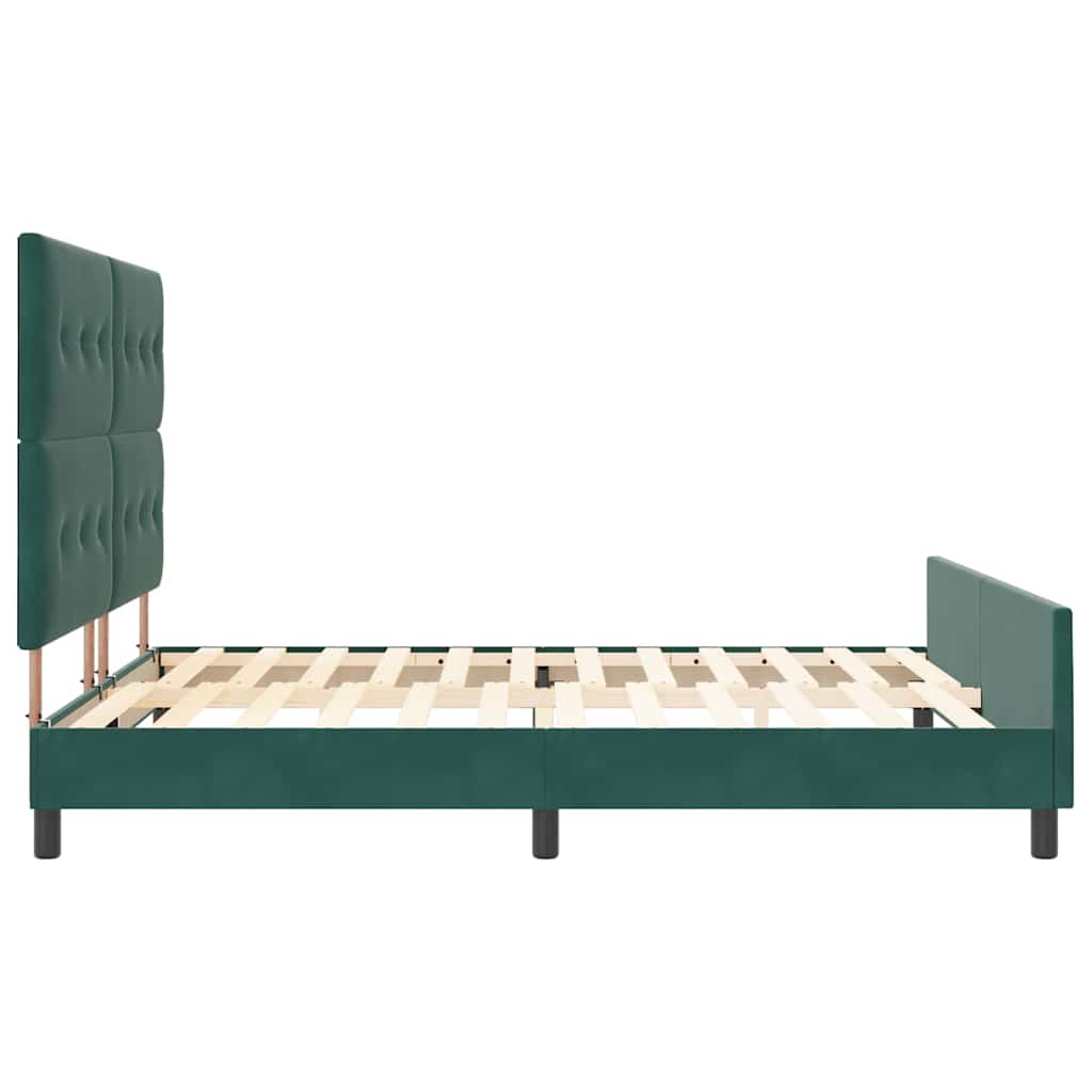 Box spring seng med hovedgærde Mørkegrøn 180 x 200 cm Fløjl