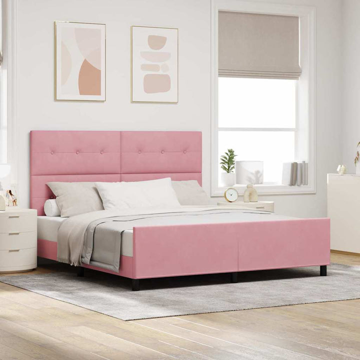 Box spring seng med hovedgærde Lyserød 180 x 200 cm Fløjl