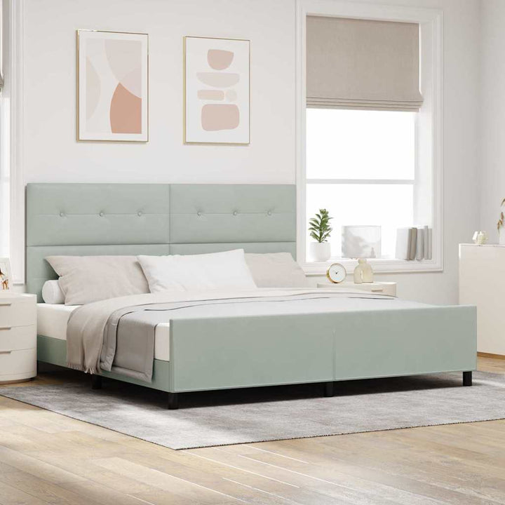 Box spring seng med hovedgærde Lysegrå 200 x 200 cm Fløjl