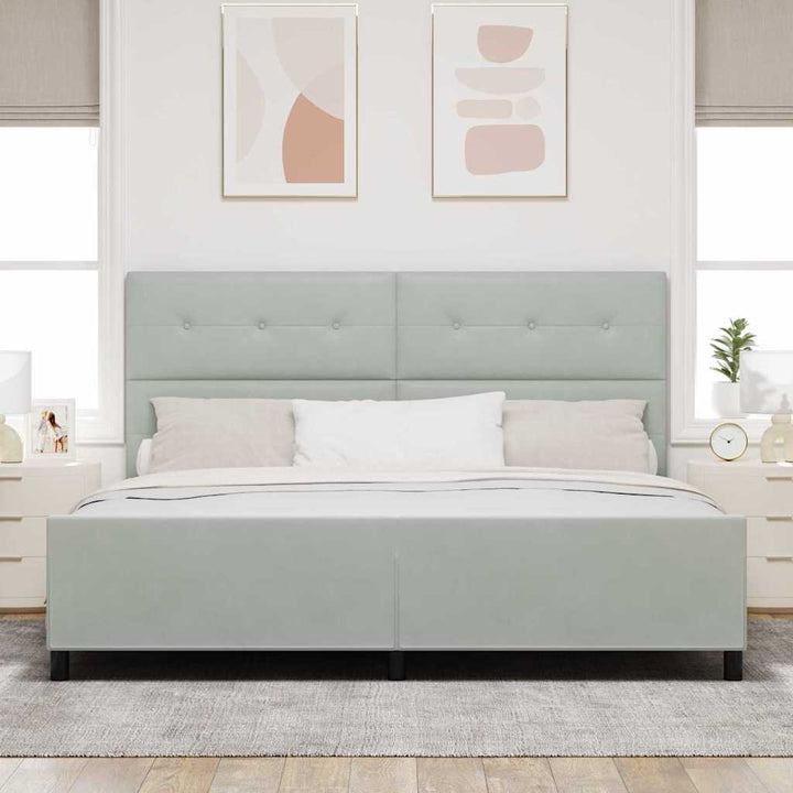 Box spring seng med hovedgærde Lysegrå 200 x 200 cm Fløjl