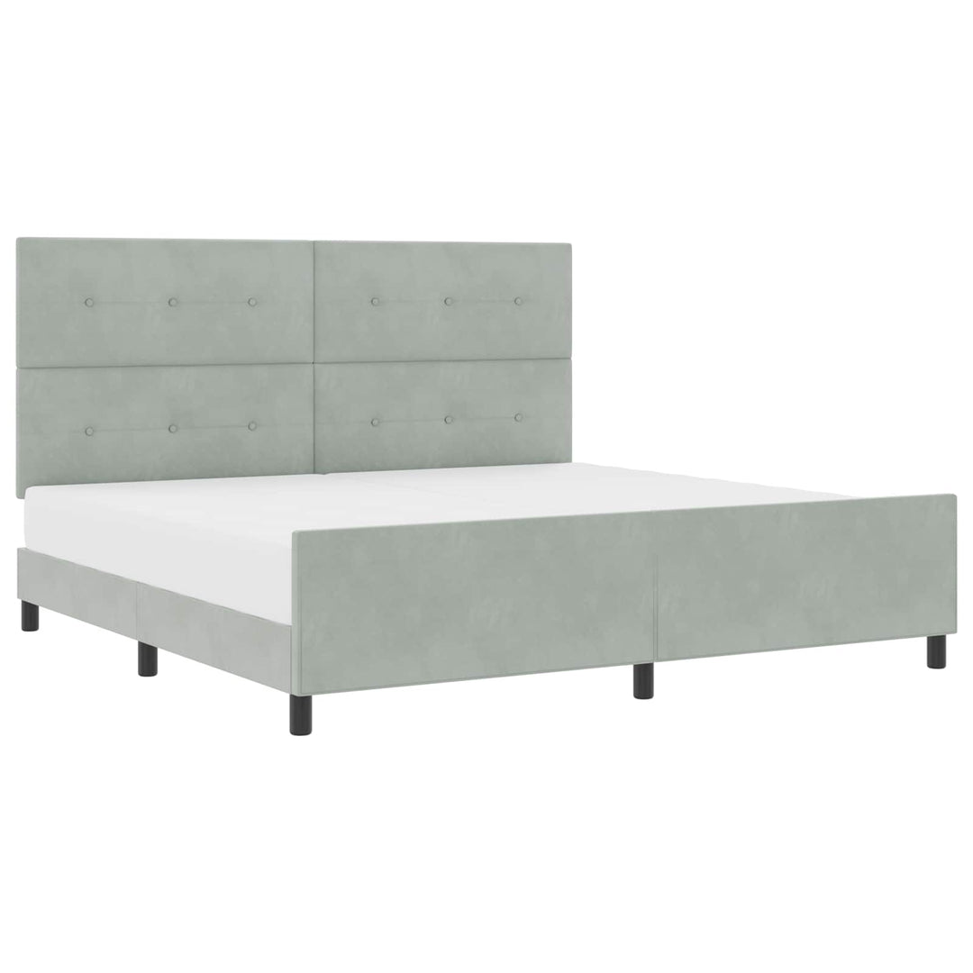 Box spring seng med hovedgærde Lysegrå 200 x 200 cm Fløjl