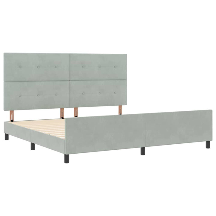 Box spring seng med hovedgærde Lysegrå 200 x 200 cm Fløjl
