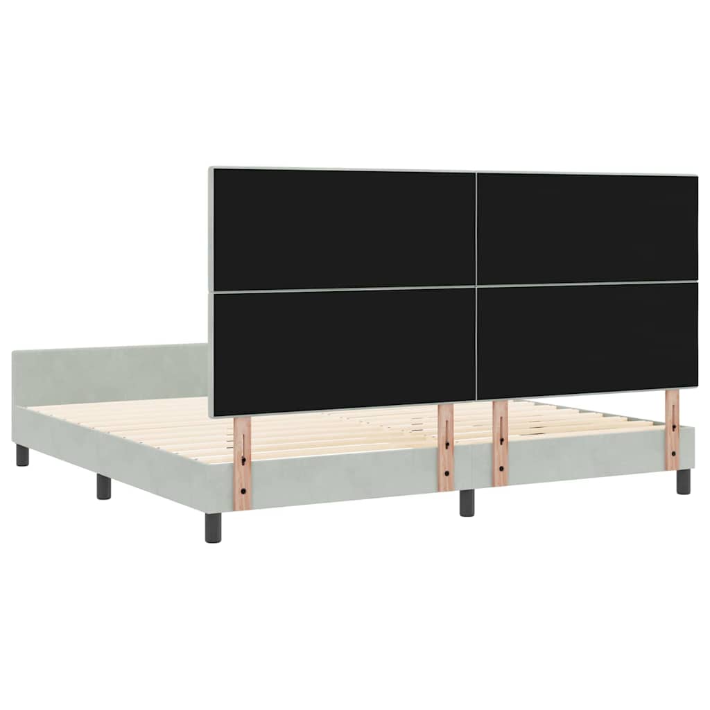 Box spring seng med hovedgærde Lysegrå 200 x 200 cm Fløjl