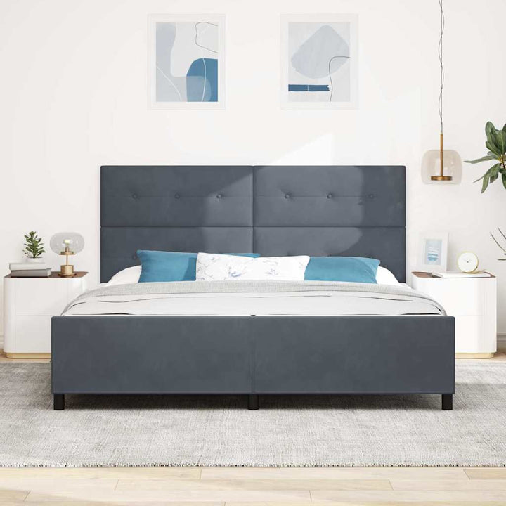 Box spring seng med hovedgærde Mørkegrå 200 x 200 cm Fløjl