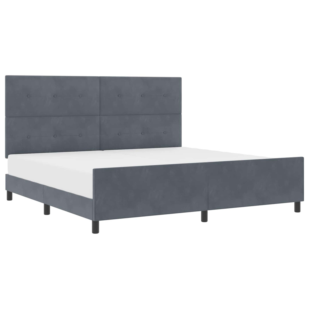 Box spring seng med hovedgærde Mørkegrå 200 x 200 cm Fløjl