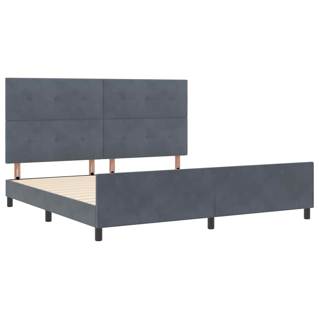 Box spring seng med hovedgærde Mørkegrå 200 x 200 cm Fløjl