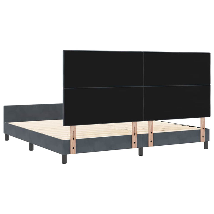 Box spring seng med hovedgærde Mørkegrå 200 x 200 cm Fløjl