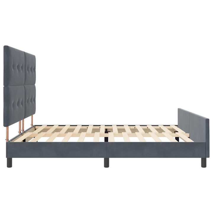 Box spring seng med hovedgærde Mørkegrå 200 x 200 cm Fløjl
