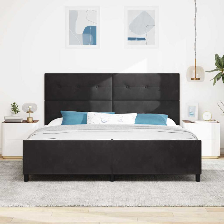 Box spring seng med hovedgærde Sort 200 x 200 cm Fløjl