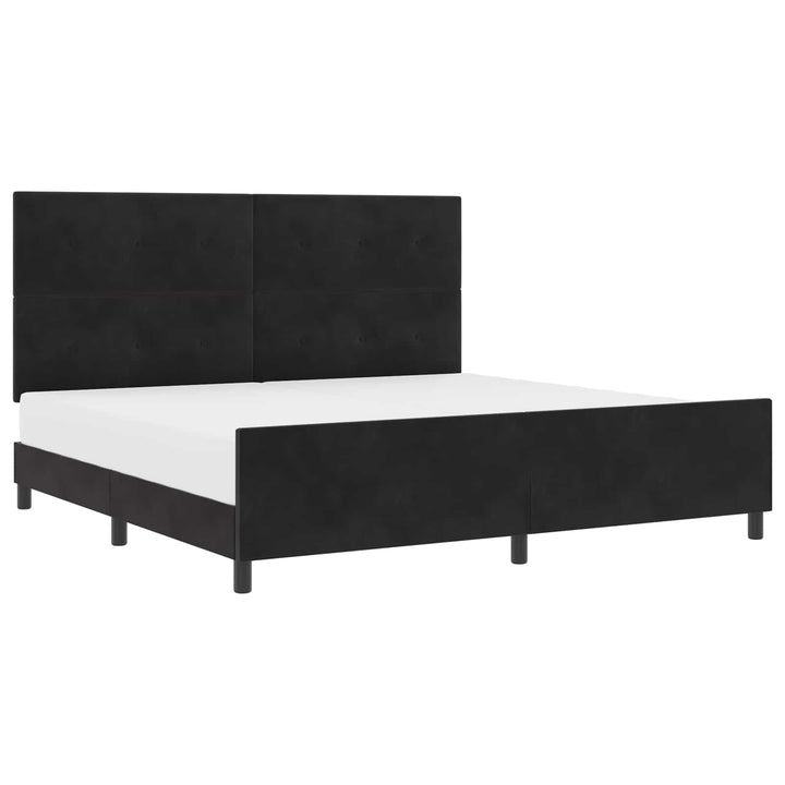 Box spring seng med hovedgærde Sort 200 x 200 cm Fløjl